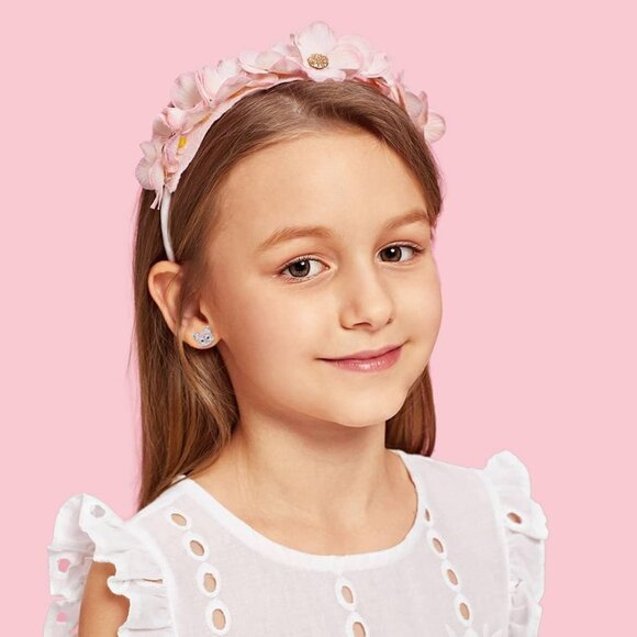 Pink Cubic Zirconia Hypoallergenic Cute Cat Stud Earrings for Women Teens Girls - Picture 2 of 5